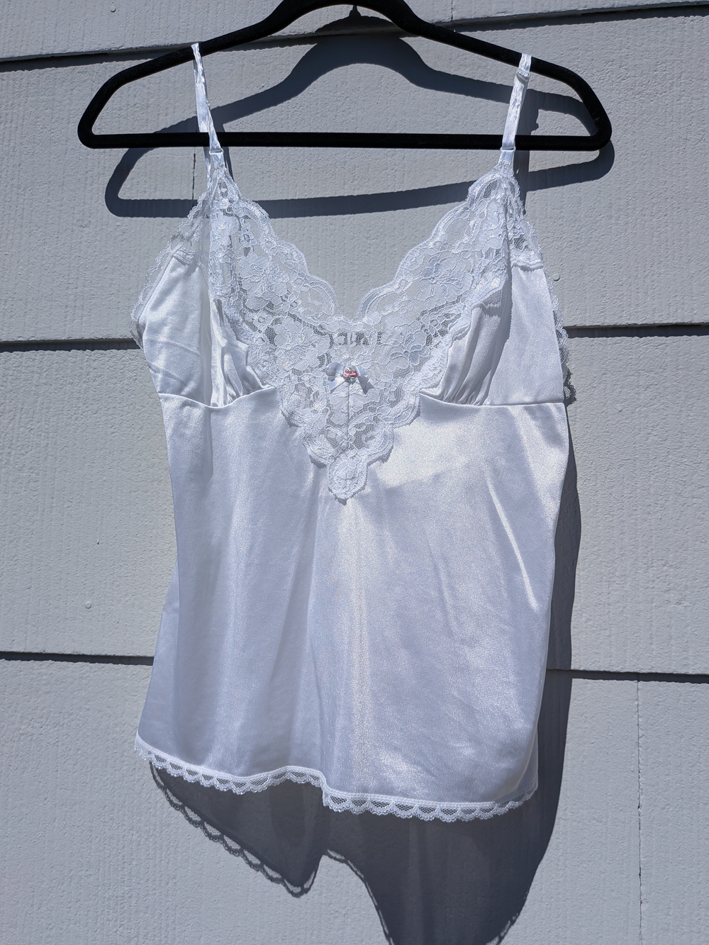 Ashley Taylor White Lace Trim Satin Camisole